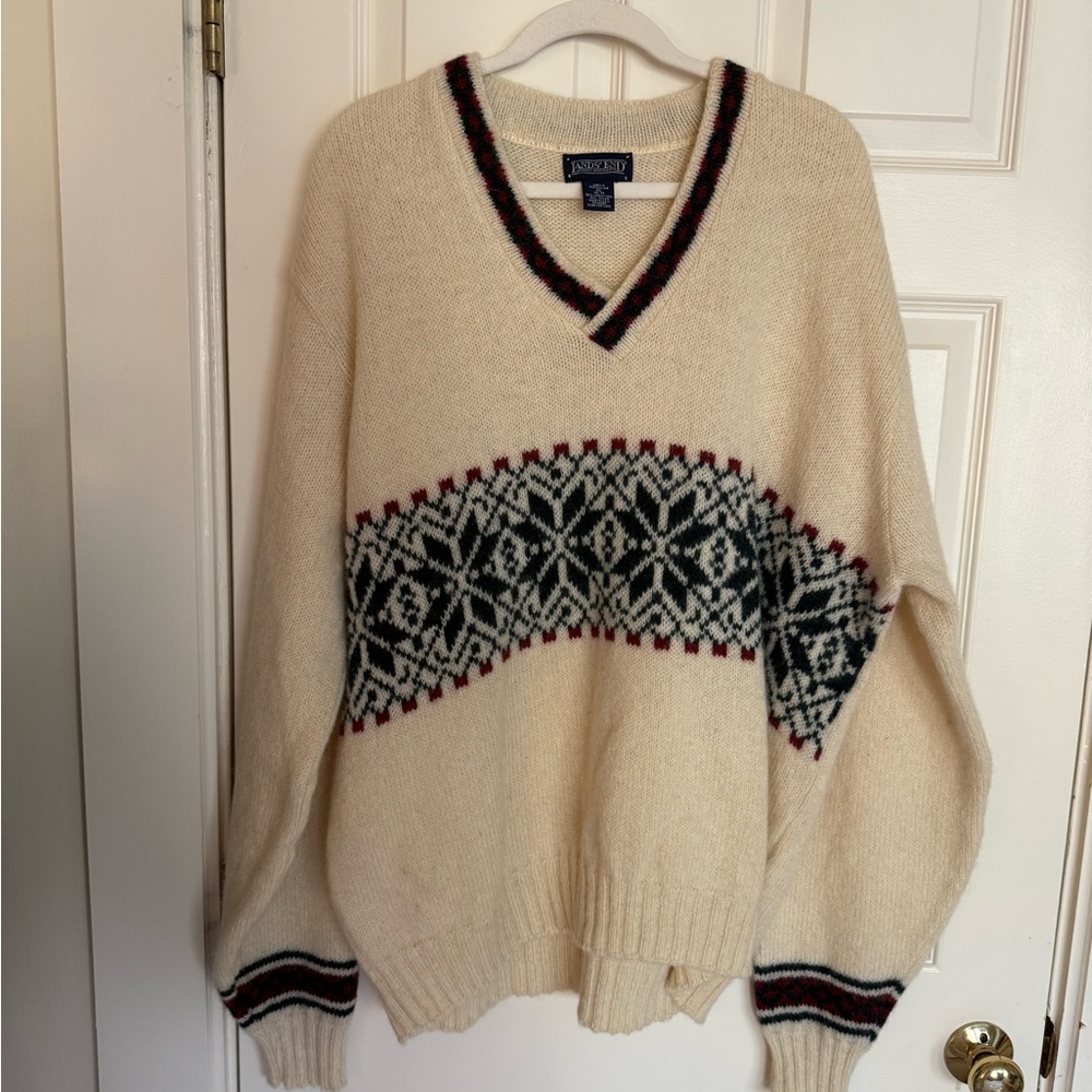 Vintage Lands' End wool V-Neck Men's Sweater